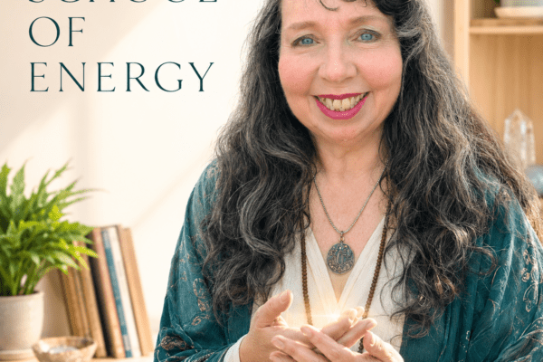 Jenn Morris holding a glowing sphere beside the words School of Energy